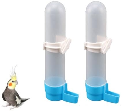 2 PCS Bird Water Feeder, Automatic Bird Water Dispenser for Parrots, Budgies, Parakeets, and Cockatiels, Hanging Bird Drinkers, Bird Cage Water Bottle, 120ml Capacity(Blue)