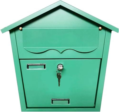 Briefkästen für draußen, Schlüsselschloss Wand Briefkasten Outdoor, verzinkte Stahlabdeckung rostfrei Metall Drop Box, wetterfest Briefkasten mit Schloss, sicher und sicher