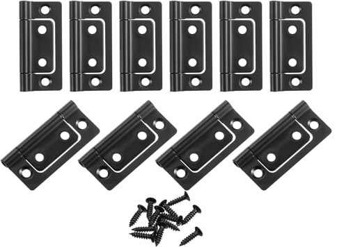 sourcing map 24Pcs 2x1 Inch Door Hinges Non-Mortise No Noise Bifold Door Hinges Plating for Cabinet Furniture Window Wardrobe with Screws, Dark