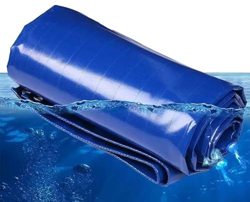 LDQBF Bâche en Toile, 3x5m 520g/m² PVC Impermeable bâche de Protection avec œillets, indéchirable, étanche pour Tente de Camping, Sol pour Sac à Dos, randonnée, Camping, Pique-Nique Bleu