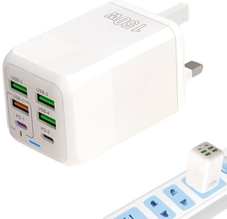 Wpsagek Ladesäulen-Station, USB-Ladestation-Hub - 6 Ports Schnellladestation Ladestreifen-Adapter,USB-Ladehub, Multiport-USB-Cube-Adapter, 150-W-Telefonladegerät für Mobile Geräte