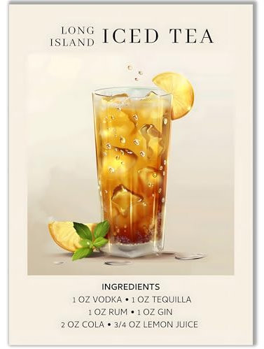 Happymotive – Premium Cocktail Poster wahlweise in DIN A3 oder DIN A4 – Premium Druck auf 300g Papier – Wanddekoration für Bar, Küche und Homebar, Office ohne Rahmen Long Island Ice Tea A3