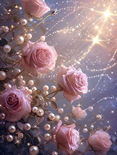 Peinture par Numero Perle rose, Peinture Numero Adulte Kit de Peinture à l'huile sur Toile Bricolage, Pour Enfant Débutants Peinture Loisir Creatif Idéal Comme Cadeau Noël ou Décor 90x120cm L-973