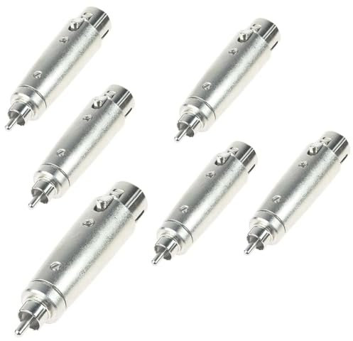 Adam Hall 6 x Connectors K4A XF3 RM2 Ganzmetall Adapter Verbinder Konverter - XLR 3 pol Female Kupplung auf Cinch RCA Male Stecker
