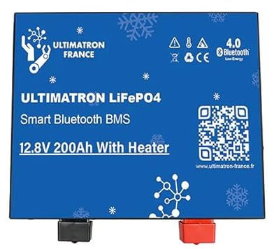 ULTIMATRON - Lithium - 12.8V 200Ah - Bluetooth Version chauffante - LiFePO4 Smart BMS avec Bluetooth