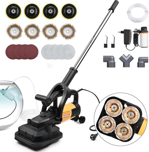 3800W Betonschleifer mit Handgriff, Vier Arbeitsmodule Betonfräse mit Schutzhaube, Ø100mm Diamantschleiftopf 6 stufen Drehzahlregelung, 6000 UPM Winkelschleifer Sanierungsfräse Mauerfräse Putzfräse