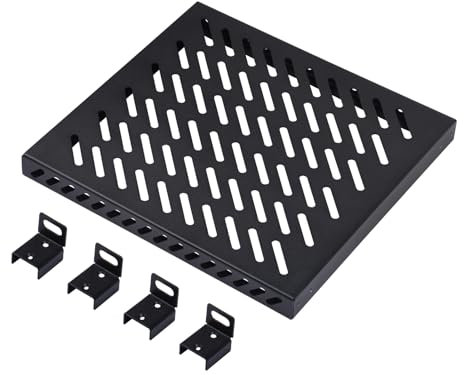GeeekPi 10 Zoll 0,5HE Hochleistungs Rack Fachboden für DeskPi RackMate T0/T1 Netzwerkschrank, perforiertes Design, 25 kg Tragkraft, schwarz