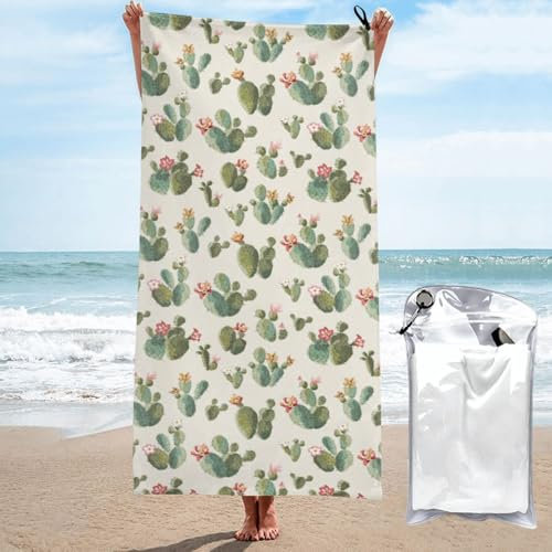 FSCEV Niedliches Kaktus-Handtuch, schnelltrocknend, Mikrofaser, Sport, Fitnessstudio, Dusche, Zuhause, Wandern, Badezimmer, multifunktional