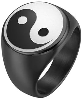 Sumpgle Yin Yang Bagua Titan Stahl Ring Edelstahl Herren Band Ring Einzigartiger Modeschmuck für Männer