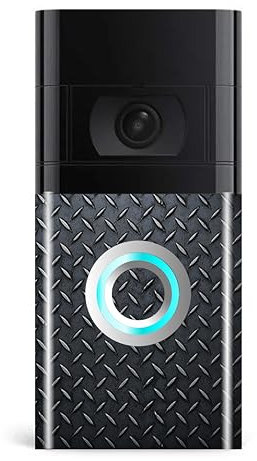 TEEZ Black Metal Plate Vinyl Doorbell Skin Cover, Sticker for video doorbell 2nd generation