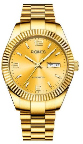 RIQINES AWAKEN DUAL Luxuriöse mechanische Uhr für Herren – selbstaufziehende Automatik, 316L Edelstahl, Saphirglas, Tagesdatumsanzeige, Leuchtzeiger, japanisches Miyota-Uhrwerk, 30 m wasserdicht