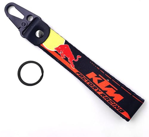 WRFUU Motorrad Polyester Stickerei Schlüsselanhänger personalisierte Schlüsselanhänger individuelle Schlüsselringe Schlüsselbänder für KTM,Black-A