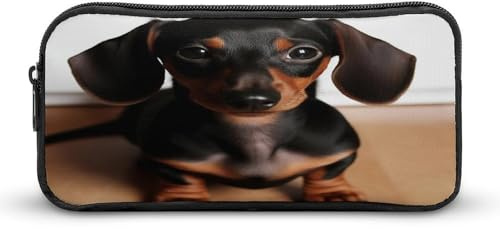 AQRJLPM Niedliches Wiener Federmäppchen mit Wursthund, großes Fassungsvermögen, einfache Marker-Tasche, tragbar, ästhetisches Federmäppchen mit Reißverschluss