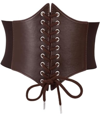 COYUN 1 pcs Korsett Damen, Braun Taille Piratenkostüm Gürtel, Damen Elastischen Korsett, Halloween-Kostüm, Corset Belt, Pirat Breit Corsett, Retro Leder Corsage Frauen, Schnürkorsett