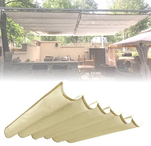Ausziehbares Sonnensegel, Teleskop-Überdachung für Terrasse, Pergola, Deck, Pavillon und Carport, einfach zu installieren, beige Abdeckung (2 x 5 m, mit Montageset)