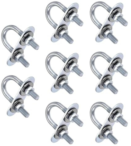 ROWORKX M6 Round U Bolt, 8Sets M6 x 16mm U Bolts with Nut, Plate, Washer | Stainless Steel Heavy Duty U Clamp Fasteners for Trailer, Pipe Mounting, Automotive, Leaf Spring and Machinery