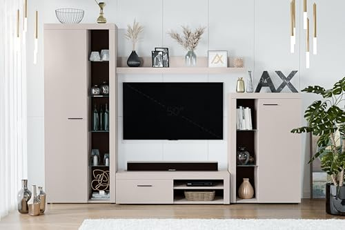 AXLIVING Spacoro Wohnwand Beige 270 cm breite, hochwertig, ohne LED