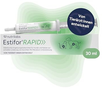 NutriLabs Estifor® Rapid Paste für Hunde & Katzen – Schnelle Hilfe bei akutem Durchfall – Mit Prä-, Pro- und Postbiotika & Elektrolyten – Baut Darmflora & Mikrobiom auf – Hypoallergen – 30 ml