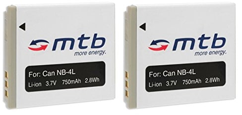 2X Akku NB-4L für Canon IXUS 30 40 50 55 60 65 70 75, 80 is, 100 is...Siehe Liste!
