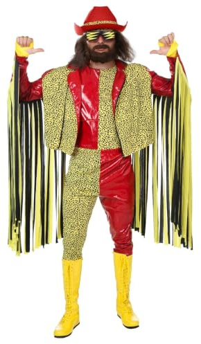 Fun Costumes Randy Savage Macho Man Adult Men's WWE Costume Officially Licensed L Red