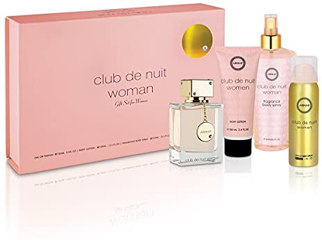 Club De Nuit by Armaf Gift set - 3.6 oz Eau de Parfum Spray + 1.7 oz Body Spray + 3.4 oz Body Lotion + 8.4 oz Fragrance Body Spray