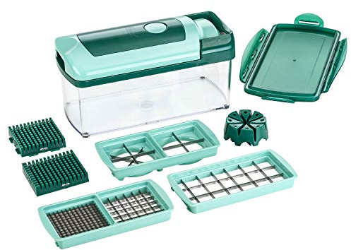Genius Nicer Dicer Fusion | Mandoline 10 en 1 Multifunction Professionelle | Trancheuse | couper- / râpé- / éplucher- / cubes- / quartier- / spirales- / manger- / légumes | Slicer | Cuisine