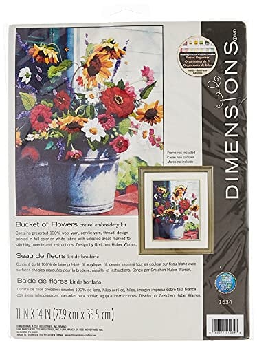 Dimensions D01534 Needlecrafts Crewel Eimer mit Blumen Zählmusterpackung mit Zählmuster, Wolle, mehrfarbig, Einheitsgröße