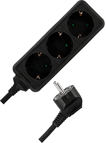 REV Multiprise 3 Prises, câble de 5 m, 3500 W, Noir