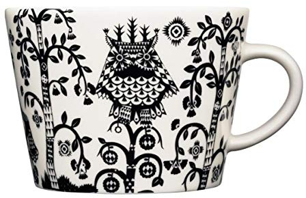 Iittala Taika Kaffeetasse aus Porzellan in der Farbe Schwarz mit Muster 0,2L, Maße: 11cm x 9,1cm x 6,6cm, 1012506