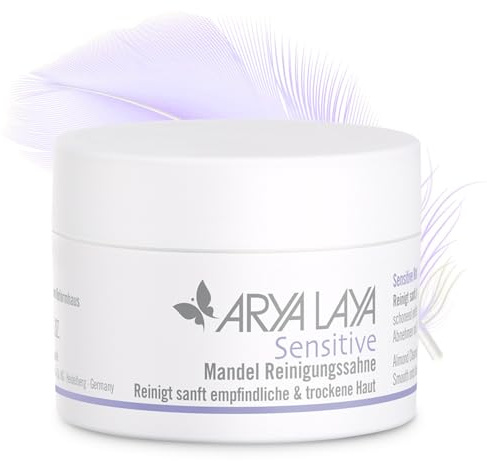 ARYA LAYA Sensitive Mandel Reinigungssahne, 100 ml | Besonders milde Gesichtsreinigung, für empfindliche & trockene Haut, schonende Entfernung von Augen-Make-up, vegan