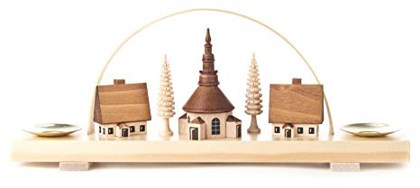 Rudolphs Schatzkiste Schwibbogen mit Seiffener Dorf Natur BxHxT 24,5x10x4,5cm NEU Lichterbogen Fensterbogen Spitzbogen Erzgebirge Seiffen Weihnachten Beleuchtung Fensterschmuck Bogen