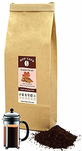 HOP CAFE - Café moulu - Arôme Érable Pécan - 250g - pour cafetière à Piston