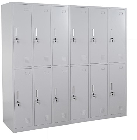 Schließfach Boston T829, Schließfachschrank Wertfachschrank Spind, Metall 12 Fächer - grau