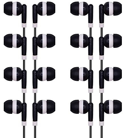 YFSFQS Kids Bulk Earbuds Headphones 50 Pack, Individually Bagged, Wholesale Disposable Wired Earphones Perfect for School Classroom Libraries Students (Black)