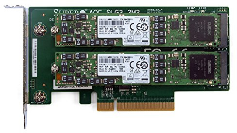 Supermicro AOC-SLG3-2M2 PCIe NVMe Dual M.2 x8 Gen 3 Adapter Card with 960GB (2x480GB) Samsung PM953 Enterprise SSD