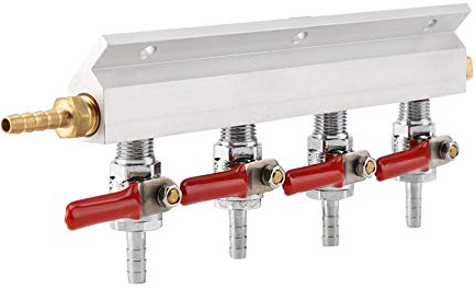Co2 Gas Verteiler, Biergasverteiler Co2 Luft Gasverteiler Verteilersplitter Beer 4 Way NPT1 / 4 Barb Adapter Splitter Adapter
