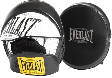 Everlast Unsiex Erwachsene Boxpratzen 1910 Mini Patte D`Ours Protective Gear Mitts, Schwarz/Weiß, Einheitsgröße