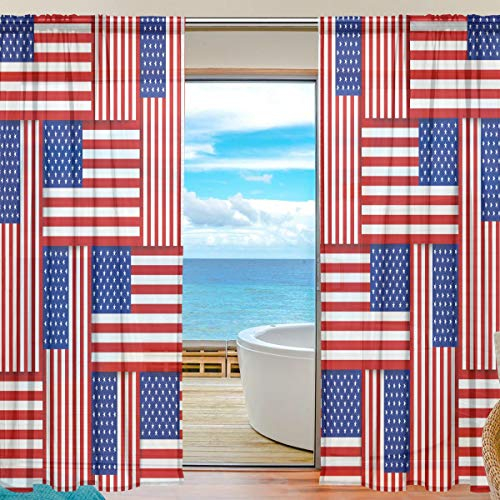 Gigijy Voile-Vorhänge mit USA-Flagge, Vorhang für Wohnzimmer, Schlafzimmer, Küche, Zuhause, Türdekoration, 139,7 x 213,4 cm, 2 Paneele