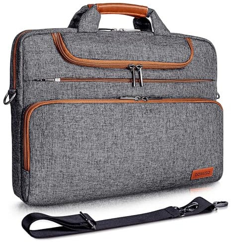 DOMISO 17 Multi-Functional Laptop Sleeve Business Briefcase Waterproof Messenger Shoulder Bag for 17-17.3 Inch Notebooks/Dell/Lenovo/Acer/HP/MSI/ASUS, Dark Grey