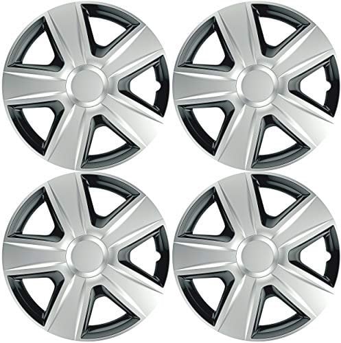 Versaco Car Wheel Trims ESPRITSB16 - Silver/Black 16 Inch 5-Spoke - Boxed Set of 4 Hubcaps - Includes Fittings/Instructions