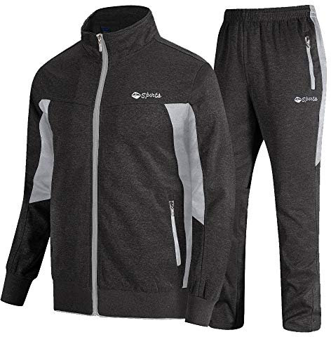 donhobo Herren Jogginganzug Trainingsanzug Sportanzug Fußball Sporthose Hoodie Hose für Gym Warm Tracksuit (02Dunkelgrau, M)