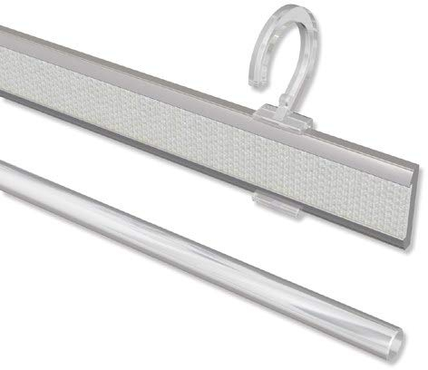 Interdeco Paneelwagen Silbergrau 60 cm aus Aluminium mit Klettband kürzbar für Gardinenstangen 16-20 mm Ø, Typ 1620724