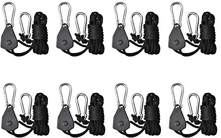 Seilratsche Schweres 1/8 Zoll Verstellbares Flaschenzug Seil, Schweres Ratschen Seil für Wachstumsraumausrüstung, Pflanzenbeleuchtung, 8 Stück