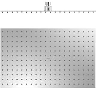 Rociador de ducha Extrafino: 4 mm. Dimensiones: 400x250 mm. Rótula orientable. Material: Acero inoxidable. Boquillas anticalcáreas. - Cromo