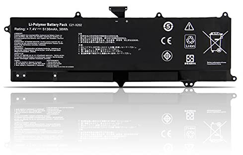 K KYUER 38Wh C21-X202 Laptop Batterie pour ASUS VivoBook S200 Q200 X201 X202 F201 F202 S200E Q200E X201E X202E F201E F202E S200E-CT209H S200E-CT198H X201E-DH01 X202E-CT3217 CT143H Notebook Battery