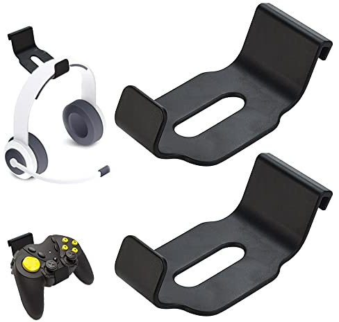 ZACUDA 2 Pack Headphone Stand for PS5/XBOX/XS, Universal Headset and Controller Stand Mount Headphone Hanger Holder that Makes Game Accessories Easy to Store, Storage Bracket, Black