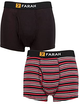 Farah Mens Classic Striped and Plain Bamboo Keyhole Trunks Pack of 2