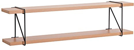 Wandregal mit Regalträger, Regalboden Breite 60, 80 o. 100cm wählbar, T13,8xH1,8cm, Hängeregal versch. Farben Büroregal Wandboard Bücherregal Regal Büro, Laden, Flur (Breite 60cm, Buche)