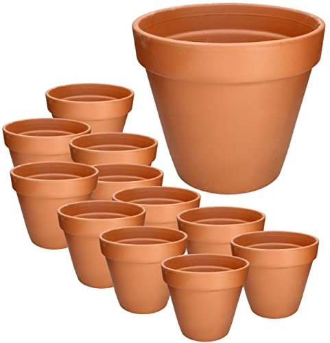 KOTARBAU® Lot de 12 pots de fleurs en terre cuite, diamètre : 7 cm, avec bordure, pour l'intérieur et les jardins