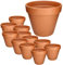 KOTARBAU® Lot de 12 pots de fleurs en terre cuite, diamètre : 7 cm, avec bordure, pour l'intérieur et les jardins